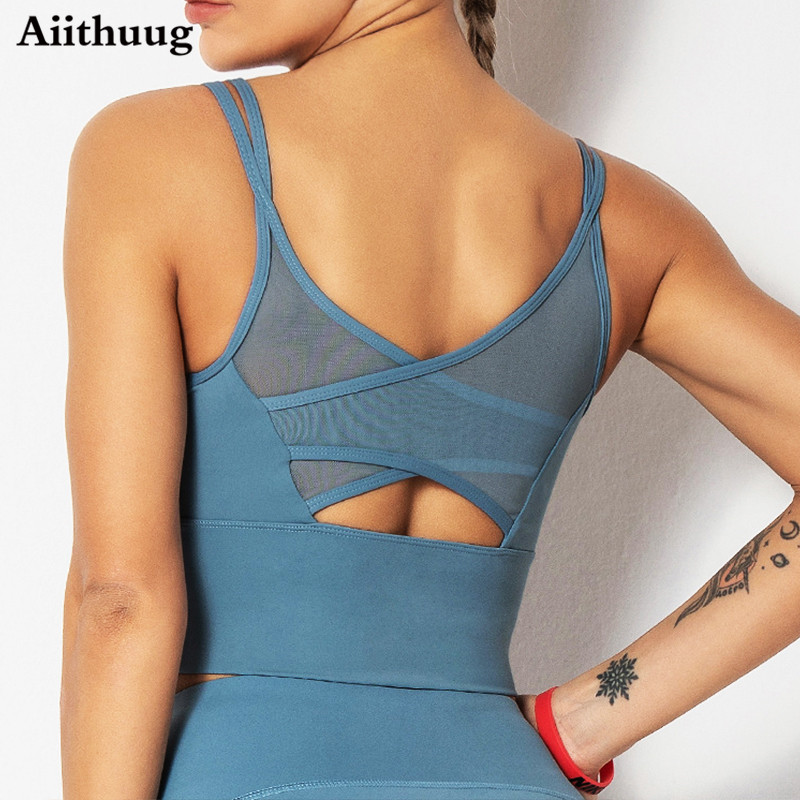 Sports Bra High Impact - Aiithuug โยคะฟิตเนสเสื้อวิ่งเสื้อกีฬา Bras ออกกำลังกาย Crop Top