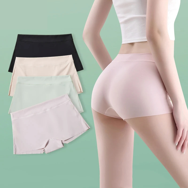 Boyshort Underwear - ความปลอดภัยแบบไม่มีรอยต่อสั้นกางเกงผู้หญิงกางเกง Traceless ไนลอนหญิงอบ Boyshorts นักมวยผ้าไหม Anti