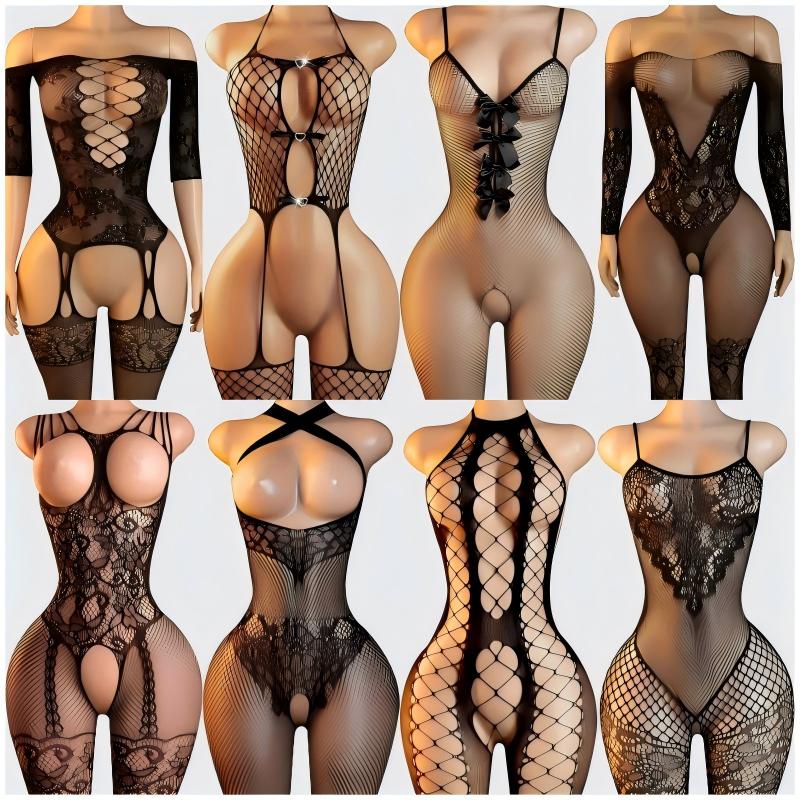 Bodystocking Fishnet - ชุดชั้นในเซ็กซี่สำหรับผู้หญิง ชุดนอนเร้าอารมณ์ ชุดบอดี้สูท ชุดชั้นใน ชุดนอนซีทรู ชุดบอดี้สต็อกกิ้ง
