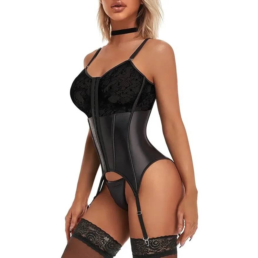 Lace Teddy Lingerie - ชุดชั้นในลูกไม้เซ็กซี่สำหรับผู้หญิง พร้อมสายรัดถุงน่อง บอดี้สูท เท็ดดี้ และกางเกงใน แฟชั่นเสื้อผู้หญิง