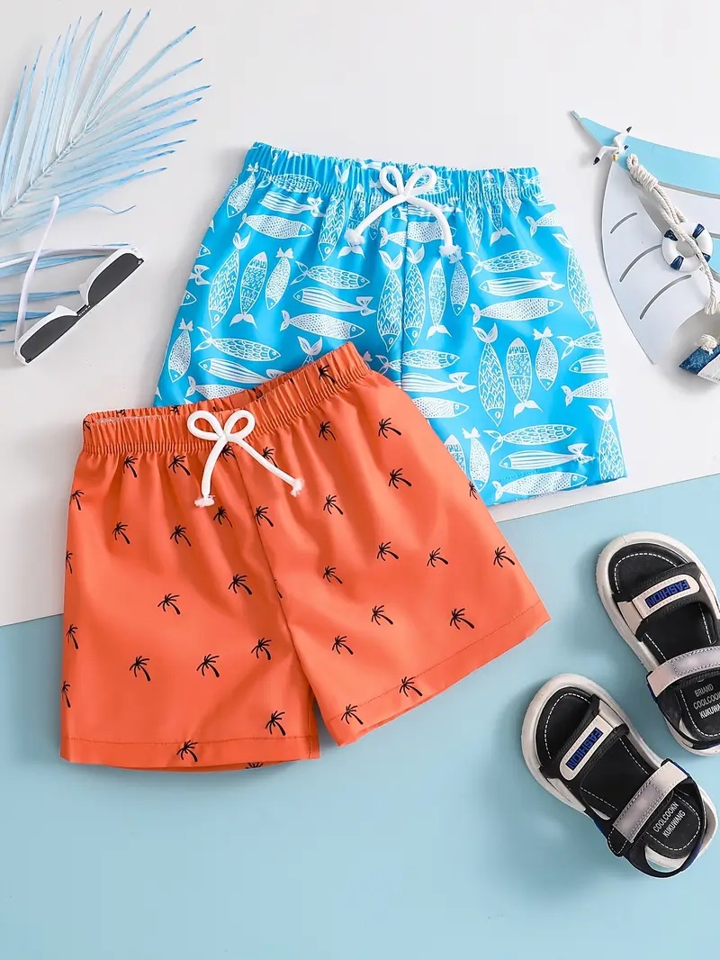 Boyshort Underwear - เด็กว่ายน้ํากางเกงขาสั้นพิมพ์ชายหาดสั้นกางเกงโพลีเอสเตอร์ Quickdry ชุดว่ายน้ําเด็กฤดูร้อน Beachwear อายุ 5-14Y