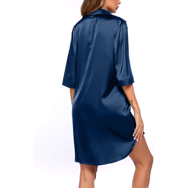 Elegant ซาติน Nightshirt Solid - Slip Dress Satin บทวิจารณ์และราคา
