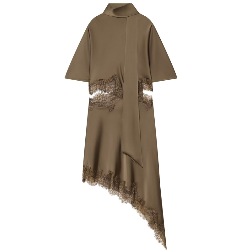 ชุดเดรสผ้าซาตินลูกไม้แบบอสมมาต - Slip Dress Satin บทวิจารณ์และราคา