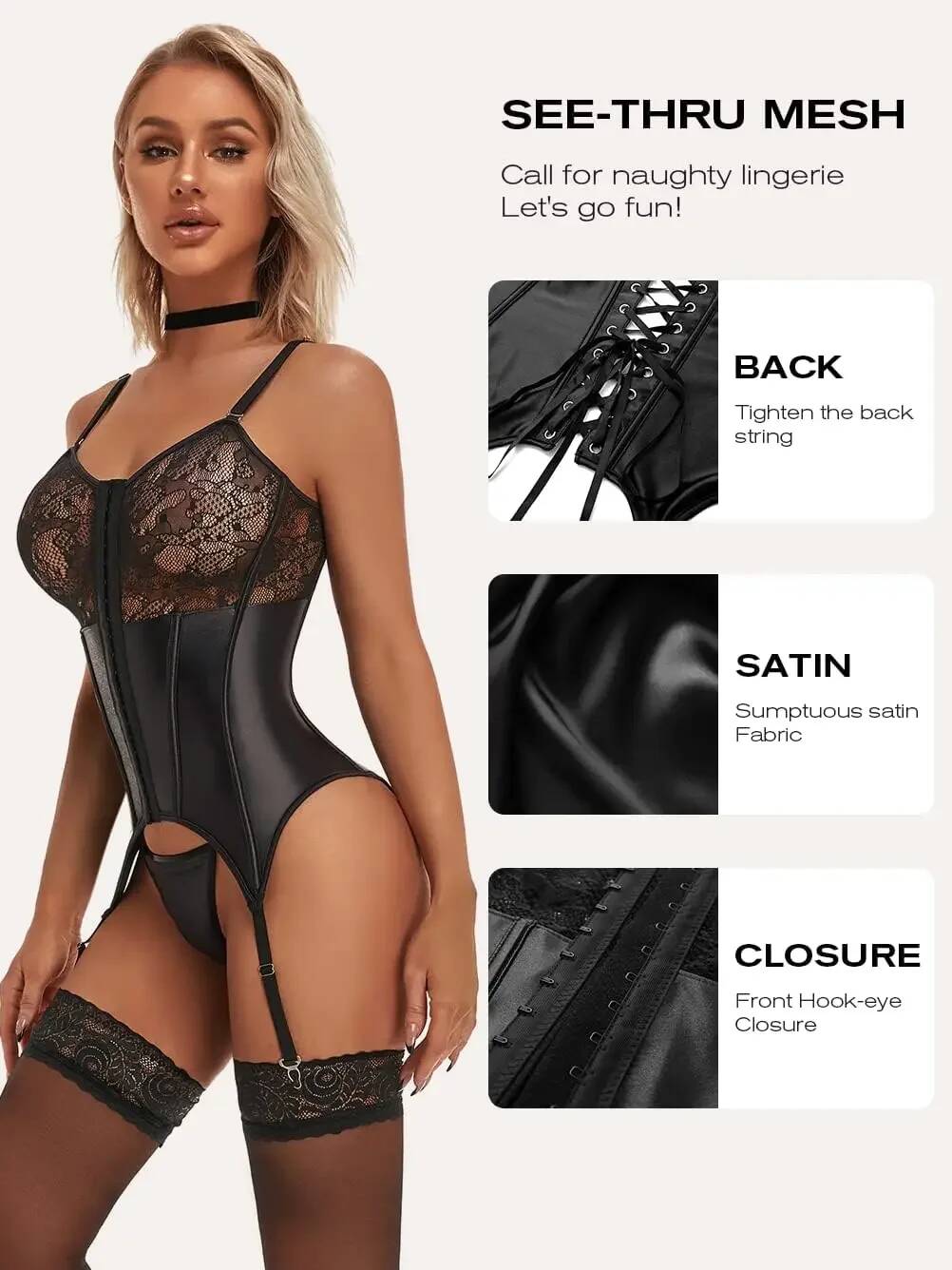 ชุดชั้นในลูกไม้เซ็กซี่สำหรับผู - Lace Teddy Lingerie บทวิจารณ์และราคา