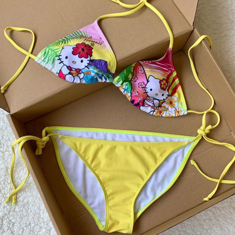 Y2K Girls Kawaii Hello Kittys  - Thong Bikini Women บทวิจารณ์และราคา