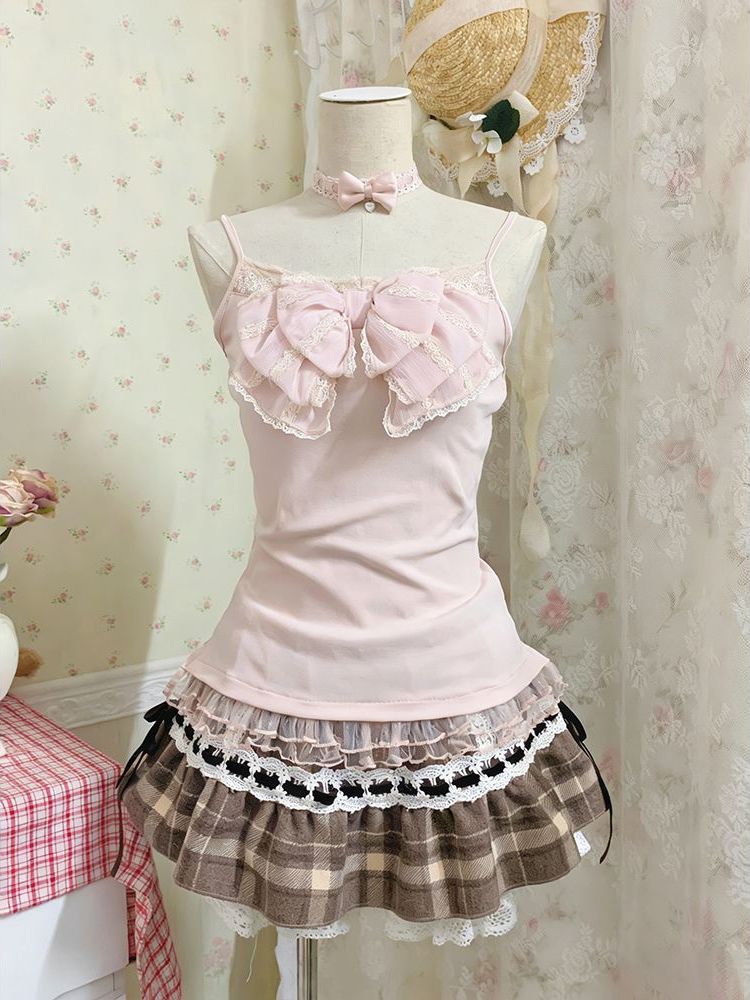 ชุดเซ็ตสามชิ้นสไตล์ญี่ปุ่นสำหร - Cami Top Lace บทวิจารณ์และราคา